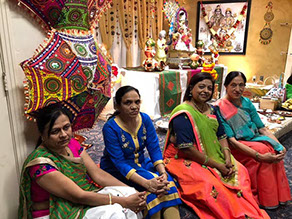 Women members  posing for photos at a event at Gujarati Samaj Fresno.